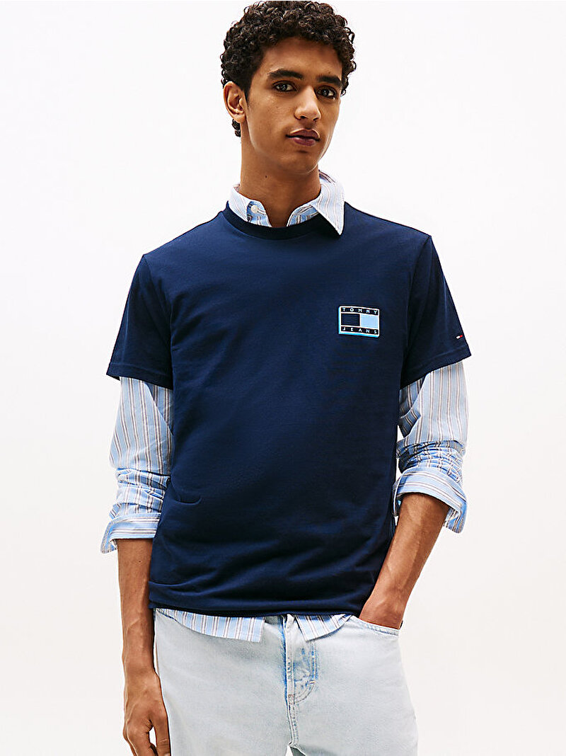 Erkek TJM Slim Pop Color T-shirt Lacivert DM0DM21577C1G