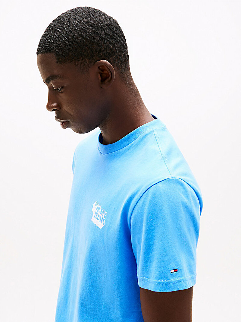Erkek TJM Slim Stack Logo T-shirt Mavi  DM0DM21539C39