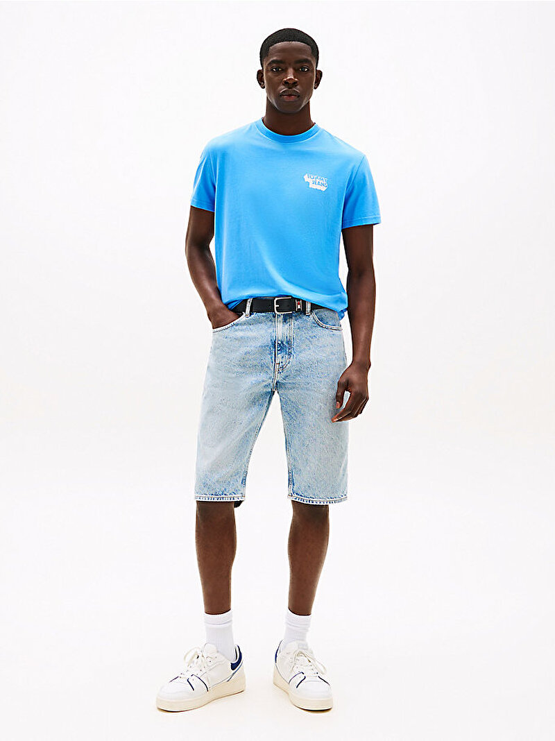 Erkek TJM Slim Stack Logo T-shirt Mavi  DM0DM21539C39