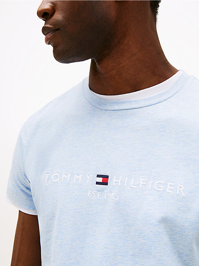 Erkek Tommy Logo T-shirt Mavi  MW0MW11797DS9