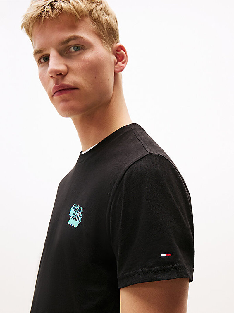 Erkek TJM Slim Stack Logo T-shirt Siyah DM0DM21539BDS