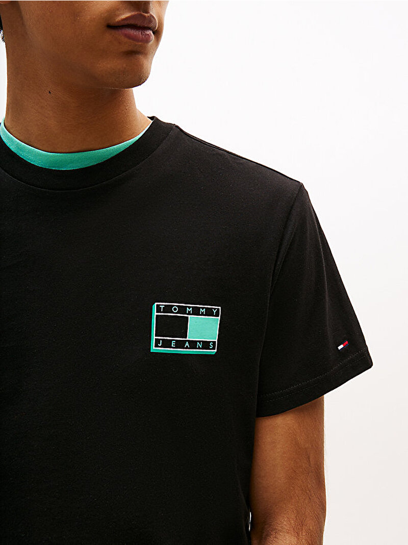 Erkek TJM Slim Pop Color T-shirt Siyah DM0DM21577BDS