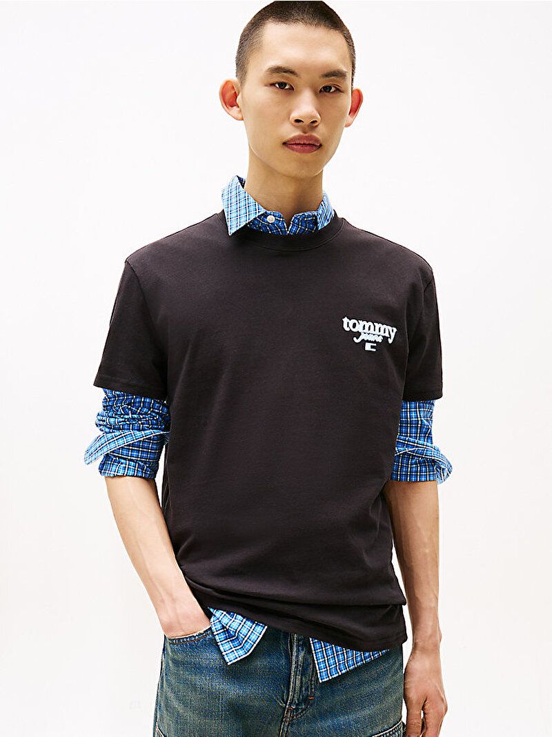 Erkek TJM Regular Signature T-shirt Siyah DM0DM21934BDS