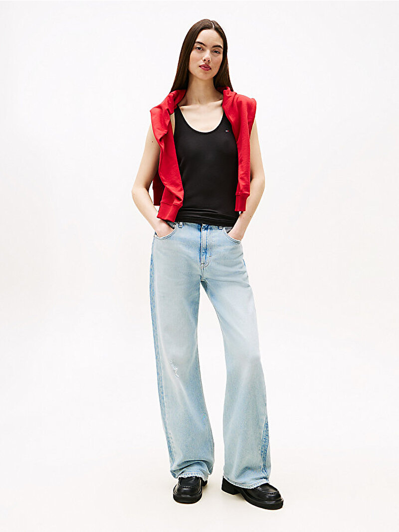 Kadın TJW Regular Soft Rib T-shirt Siyah DW0DW20917BDS