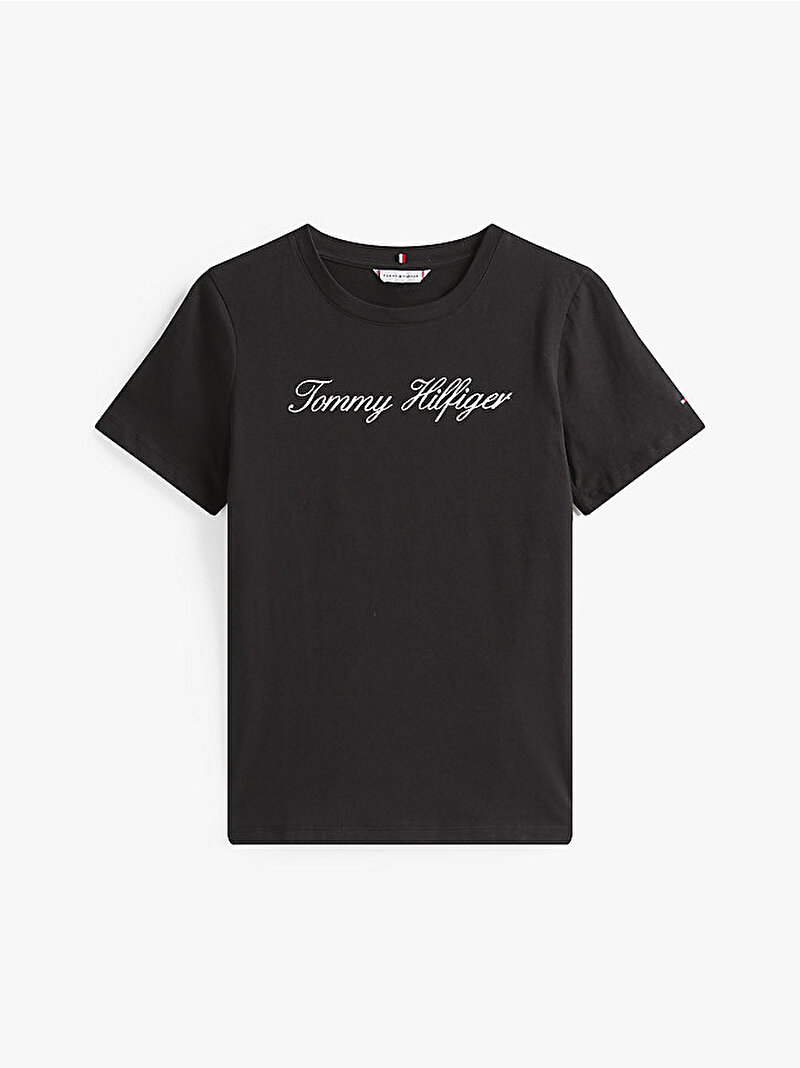 Kadın Script Regular T-shirt Siyah WW0WW434590GJ