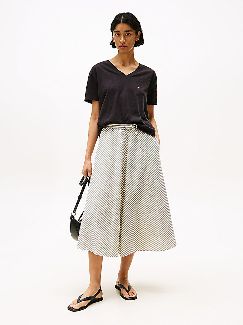 Kadın Slub Modern T-shirt Siyah WW0WW43901BDS