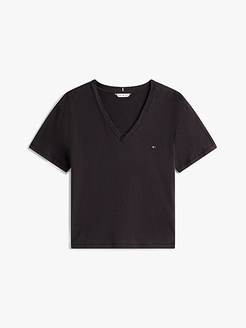 Kadın Slub Modern T-shirt Siyah WW0WW43901BDS