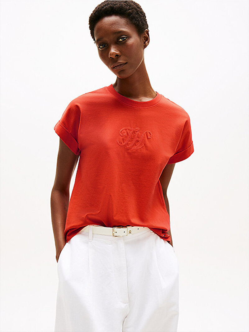 Kadın Floral Modern T-shirt Turuncu WW0WW47157SCX