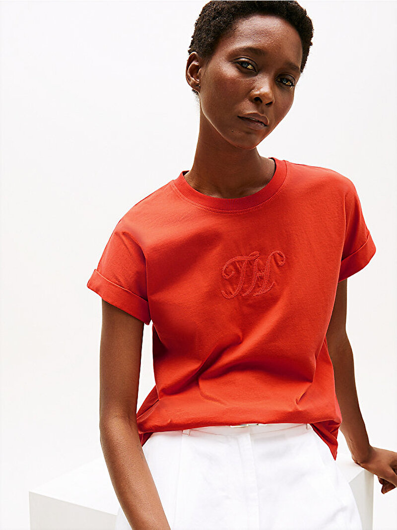 Kadın Floral Modern T-shirt Turuncu WW0WW47157SCX