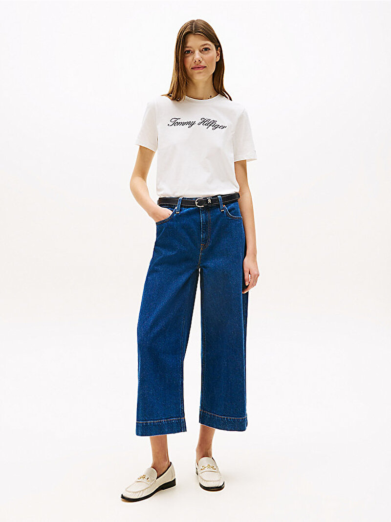 Kadın Script Regular T-shirt Ekru WW0WW4345902Z