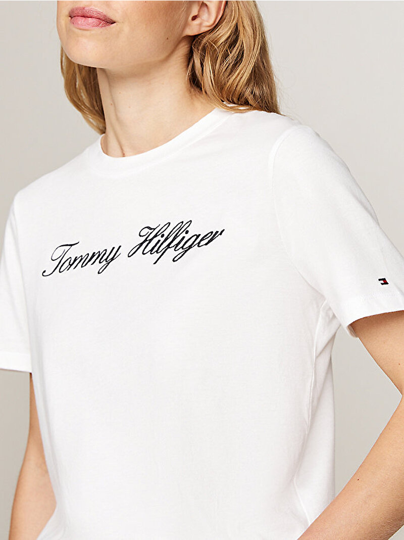 Kadın Script Regular T-shirt Ekru WW0WW4345902Z