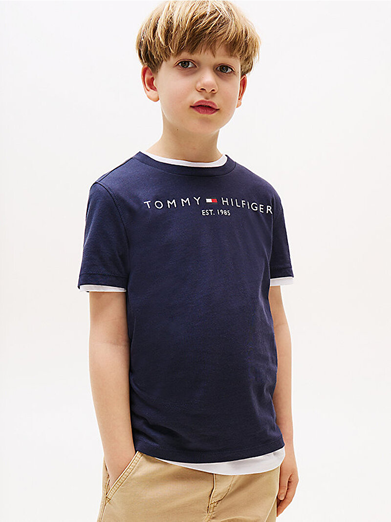 Çocuk Unisex Essential Logo T-shirt Lacivert KS0KS00210C87
