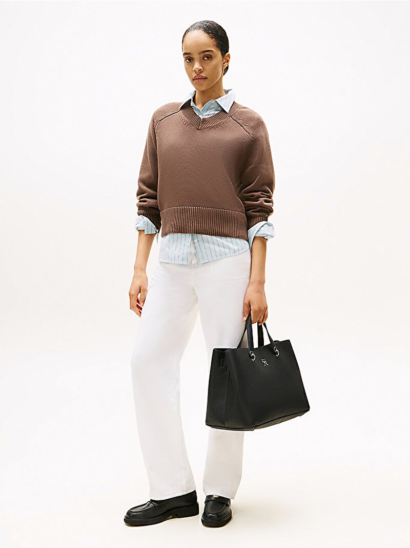 Kadın TH Emblem Satchel Çanta Siyah AW0AW15177BDS