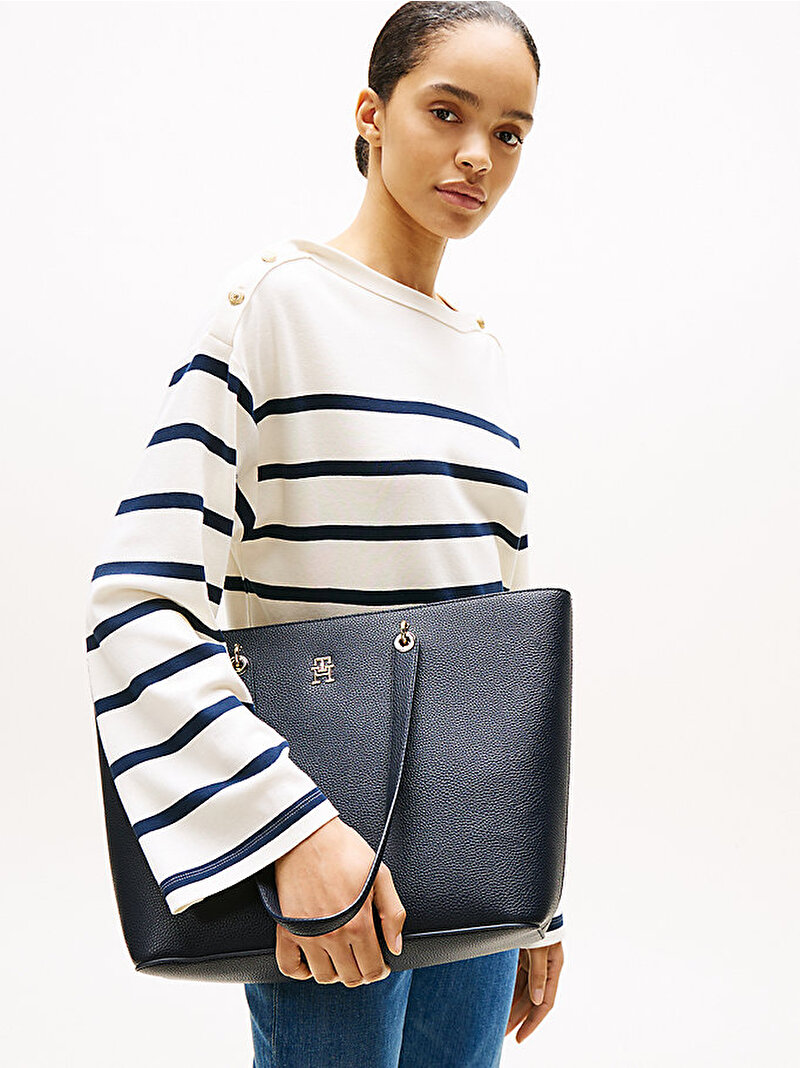Kadın TH Emblem Tote Çanta Lacivert AW0AW15178DW6