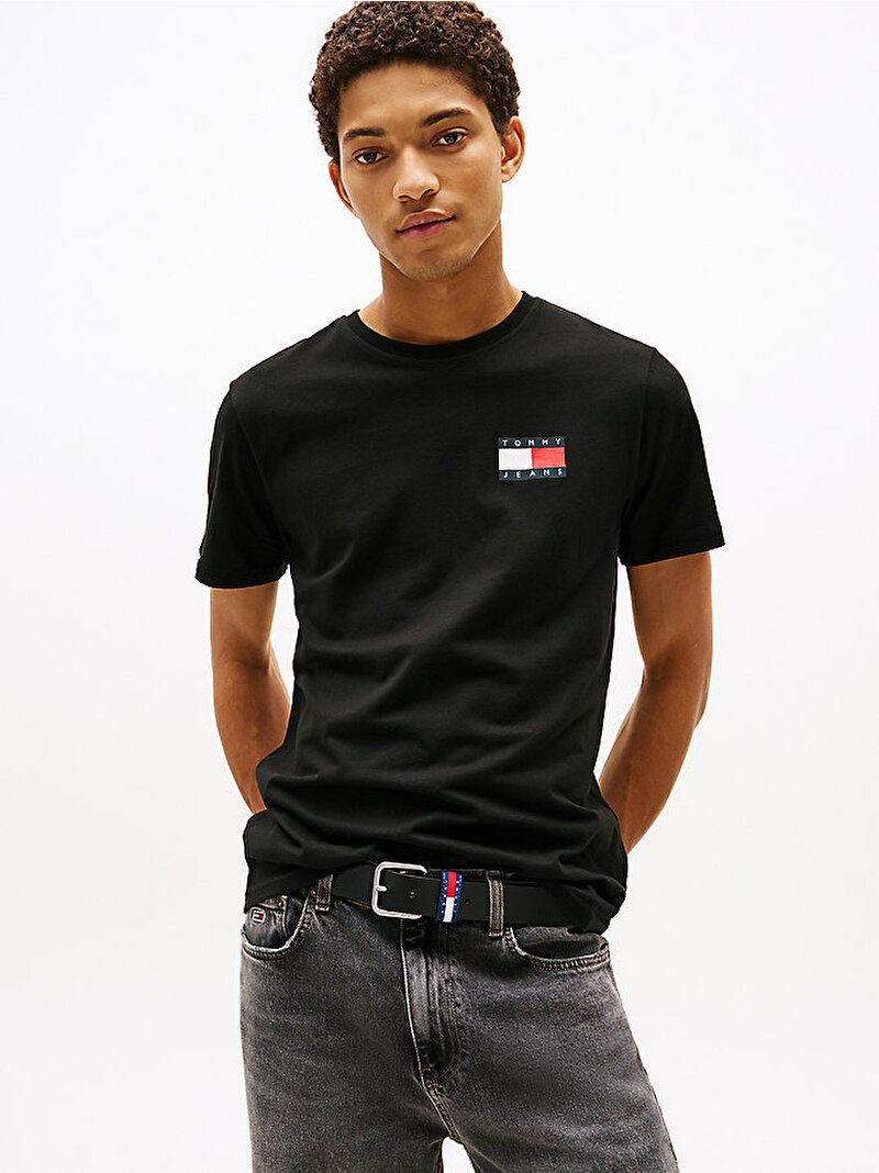 Erkek TJM Slim Essential T-shirt Siyah DM0DM20740BDS