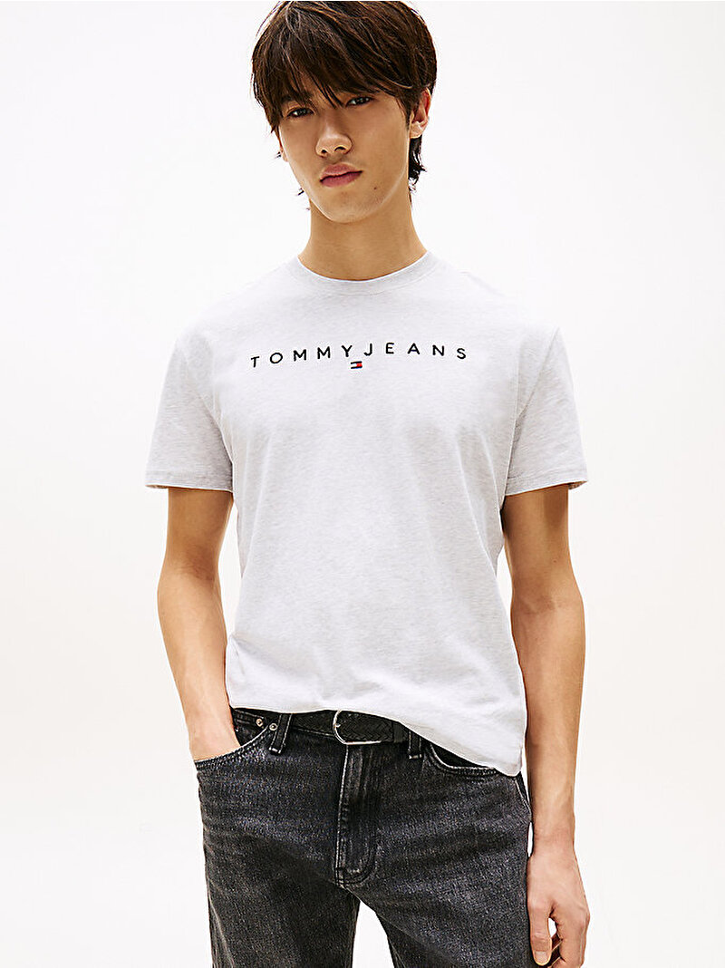 Erkek TJM Regular Linear Logo T-shirt Gri DM0DM20744PJ4