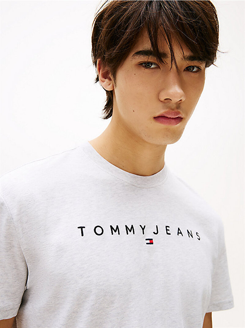 Erkek TJM Regular Linear Logo T-shirt Gri DM0DM20744PJ4