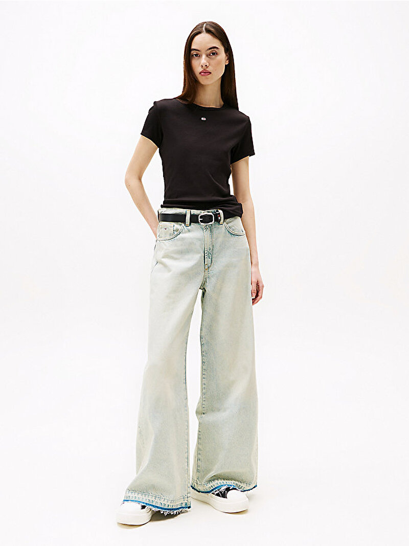 Kadın TJM Slim Essential T-shirt Siyah DW0DW17383BDS
