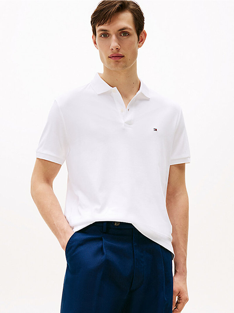 Erkek Liquid Cotton Essential Polo T-shirt Beyaz  MW0MW35585YBR