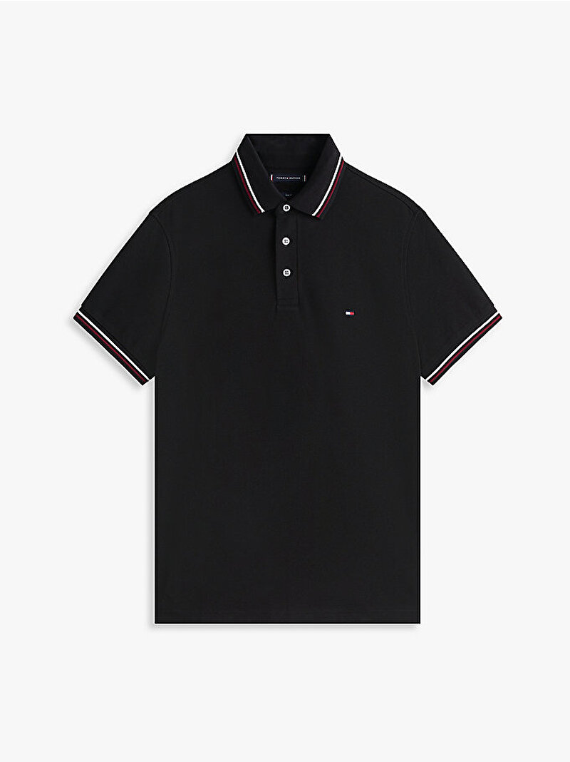Erkek Tipped Slim Fit Polo T-shirt Siyah MW0MW37346BDS