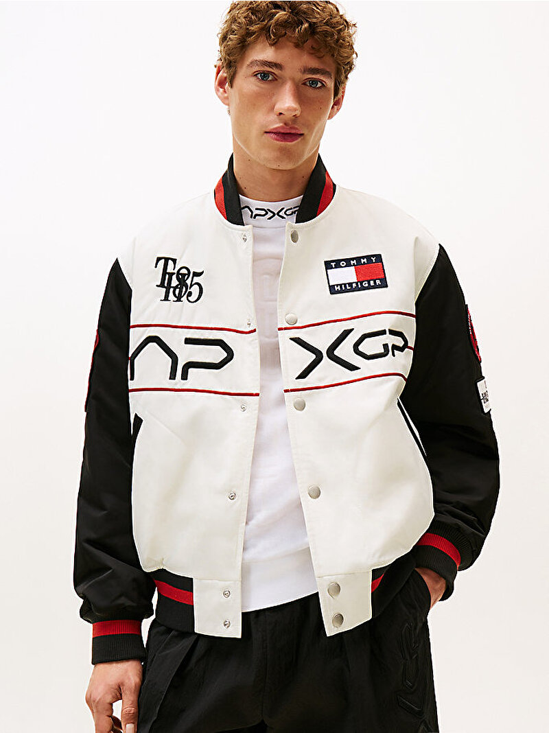 Erkek APXGP Satin Boxy Varsity Bomber Ceket Çok renkli MW0MW41367YBS
