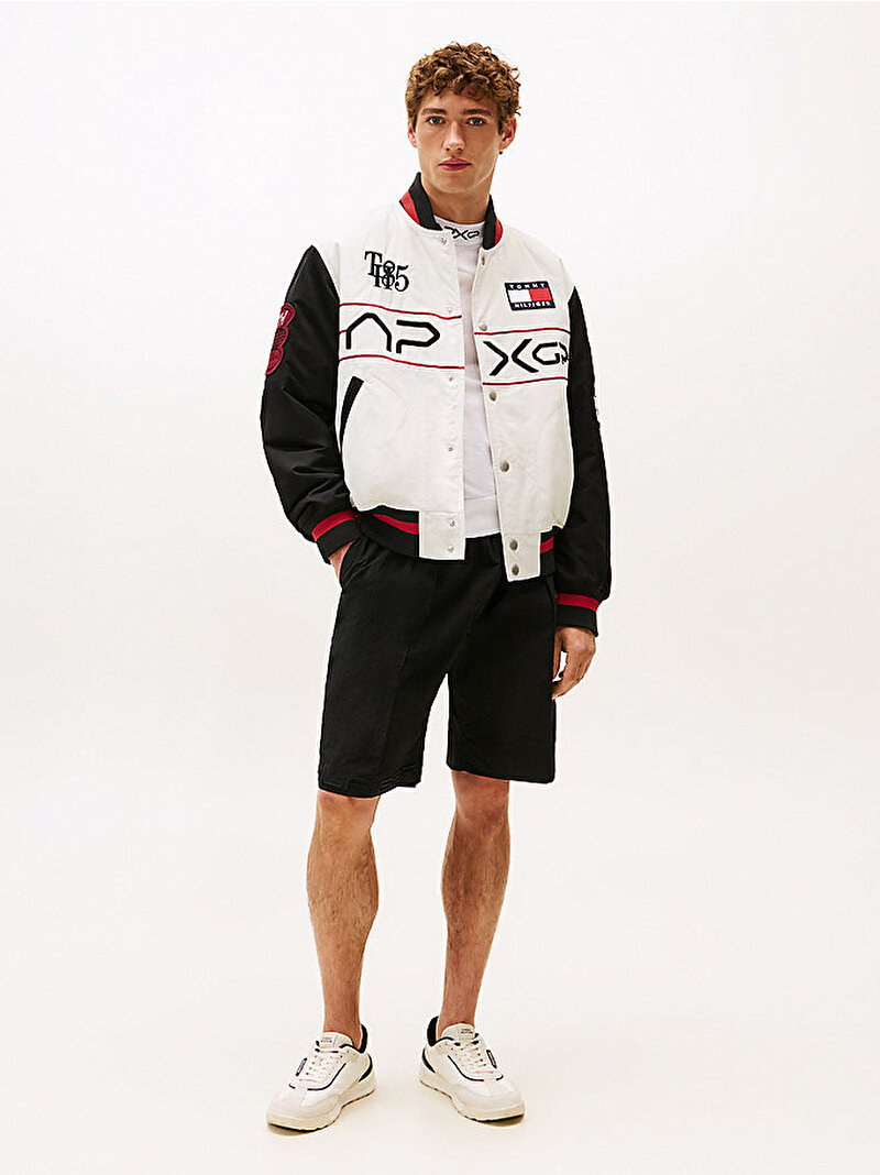 Erkek APXGP Satin Boxy Varsity Bomber Ceket Çok renkli MW0MW41367YBS