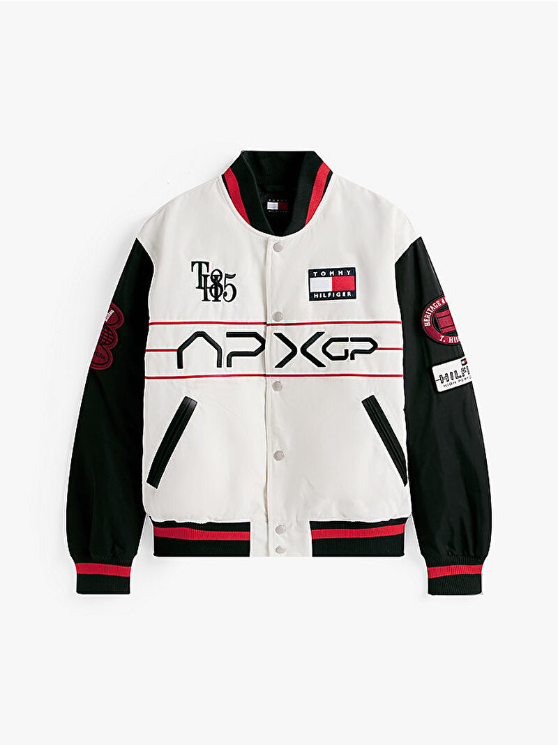 Erkek APXGP Satin Boxy Varsity Bomber Ceket Çok renkli MW0MW41367YBS