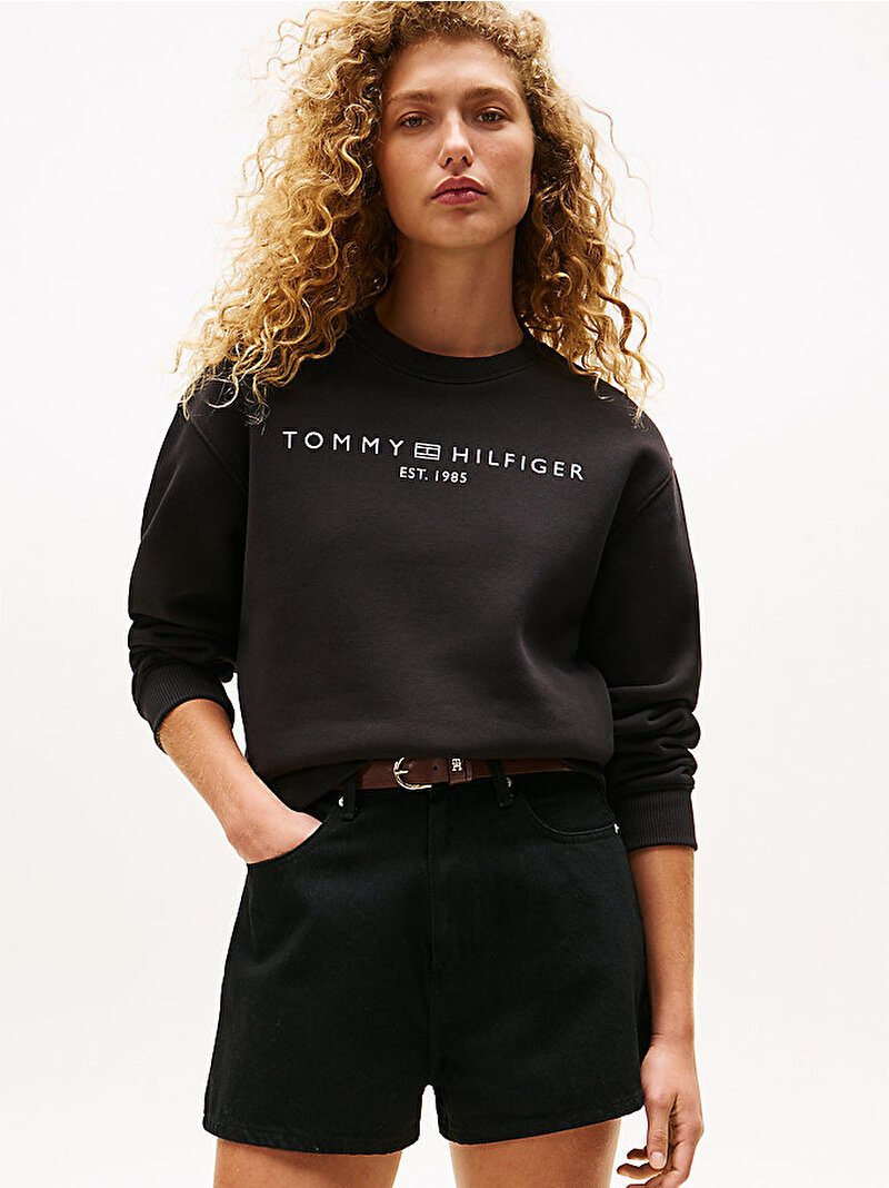 Kadın Modern Regular Corp Logo Sweatshirt Siyah WW0WW39791BDS