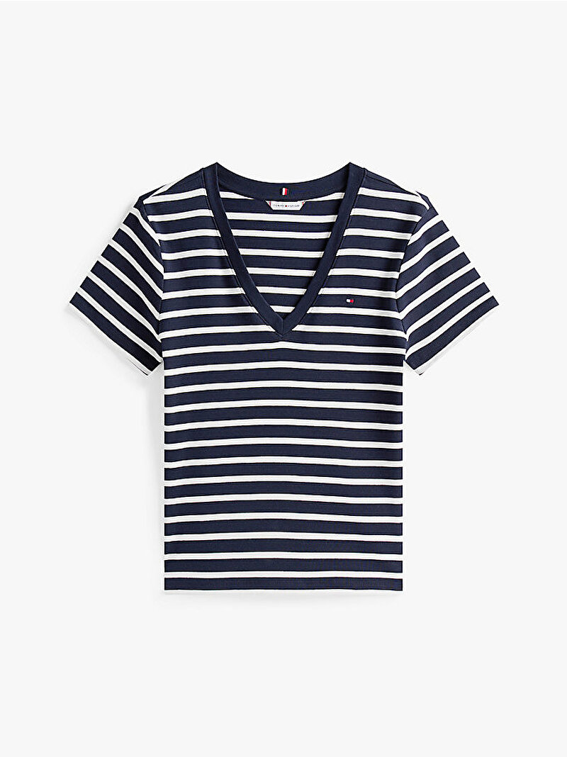 Kadın New Slim Cody V-neck T-shirt Lacivert WW0WW4058402C