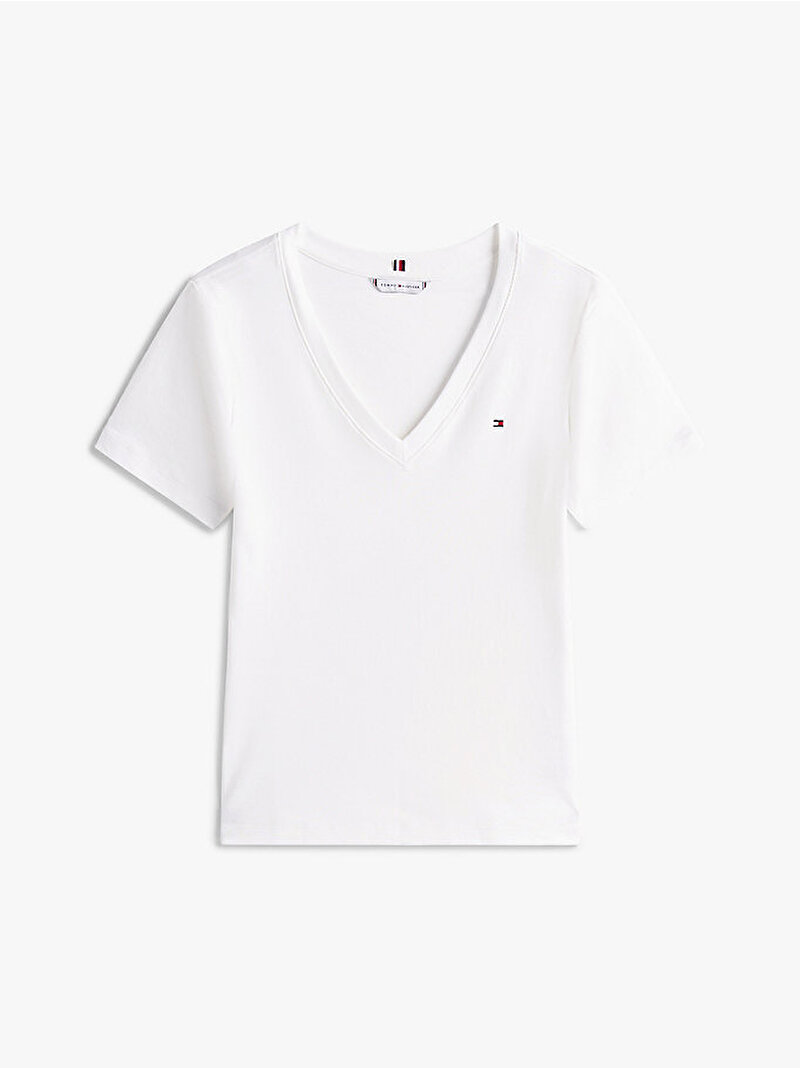 Kadın New Slim Cody V-neck T-shirt Ekru WW0WW4058402Z
