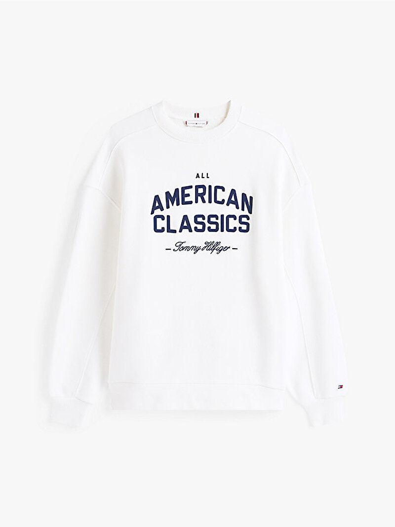 Kadın VARSITY Modern Terry Sweatshirt Ekru WW0WW45752YBL