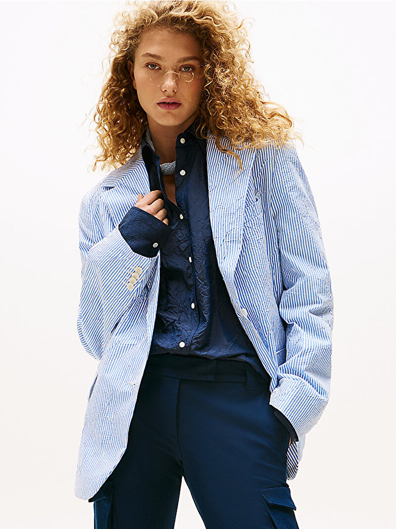 Kadın Oversized Blazer Mavi  WW0WW475720A4