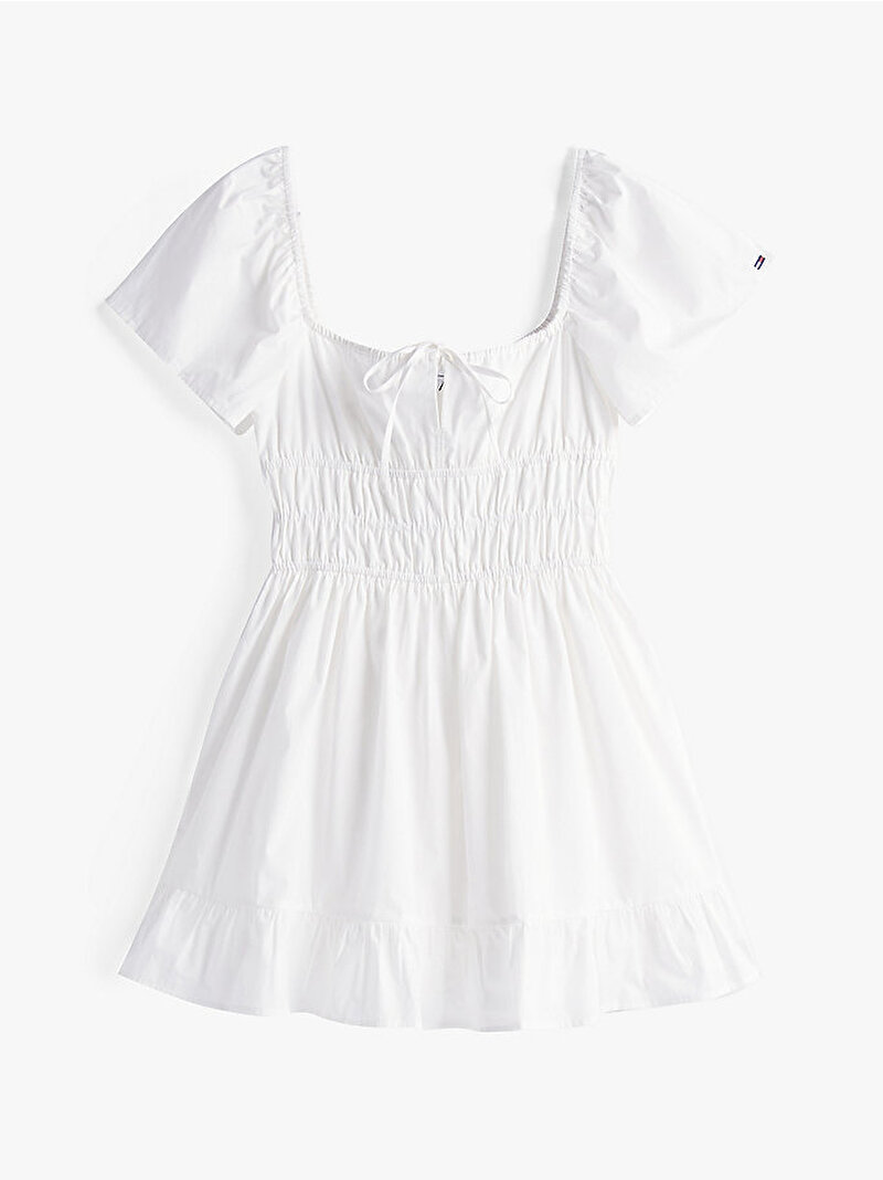 Kadın TJW Rouche Mini Poplin Elbise Ekru DW0DW20882YBL