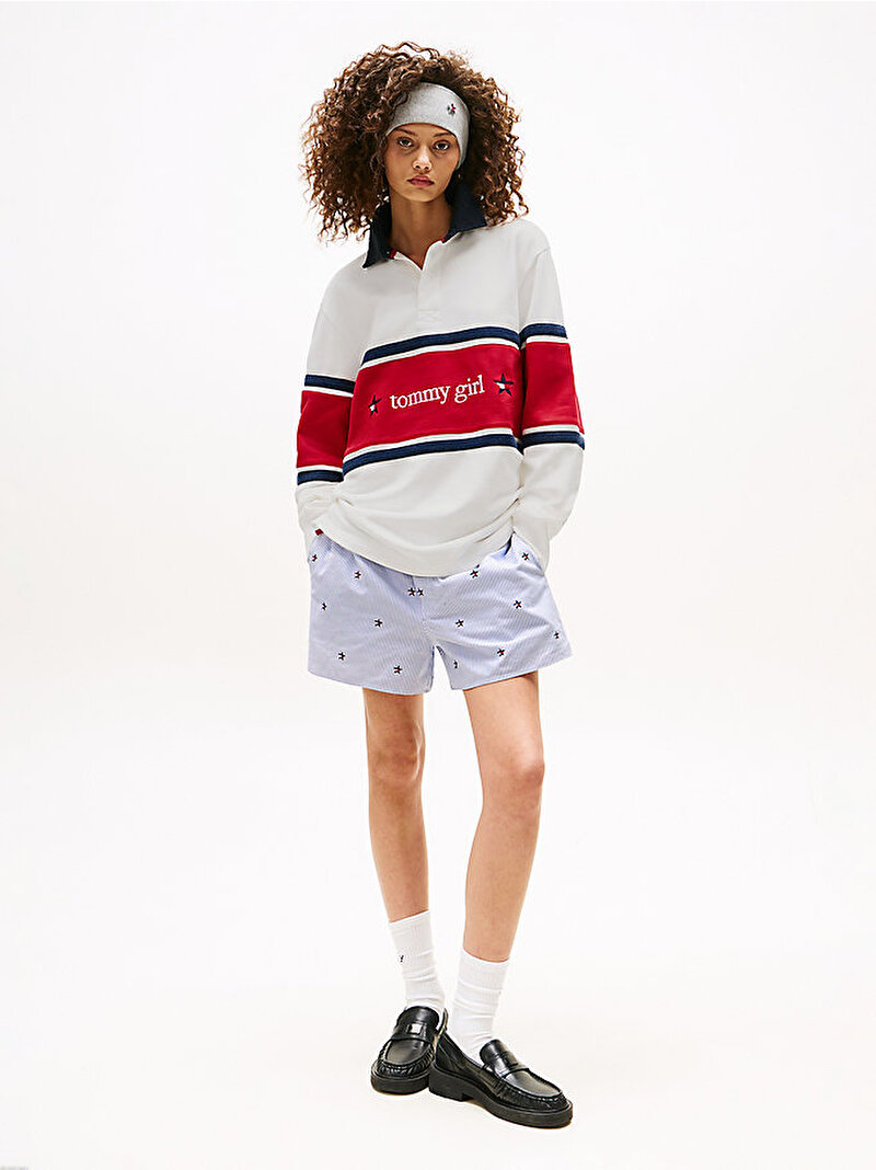 Kadın Tommy Girl Rugby Sweatshirt Ekru DN0DN00068YBL