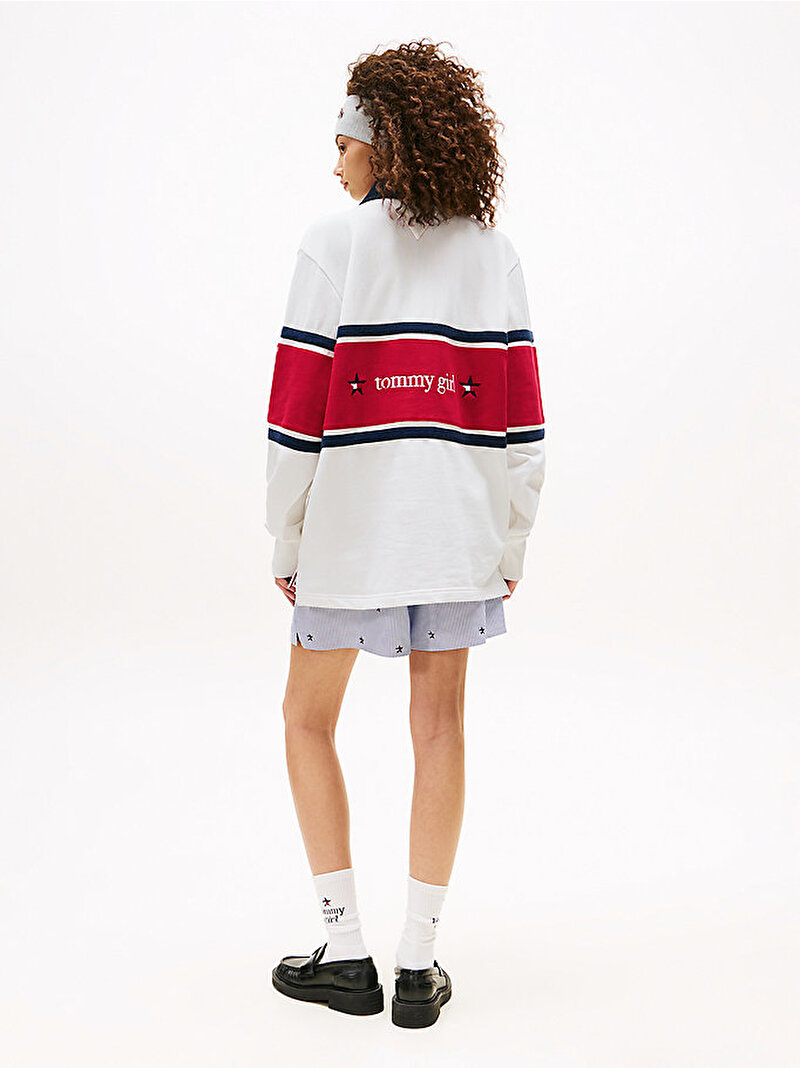 Kadın Tommy Girl Rugby Sweatshirt Ekru DN0DN00068YBL