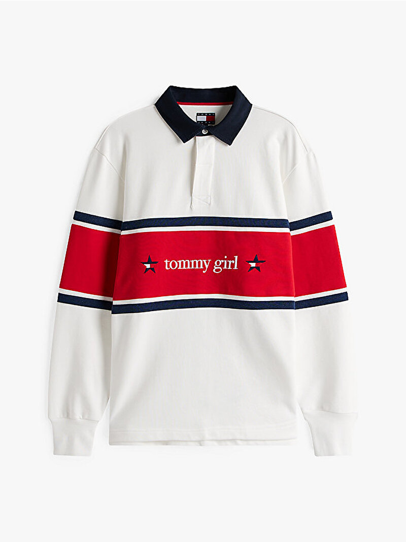 Kadın Tommy Girl Rugby Sweatshirt Ekru DN0DN00068YBL