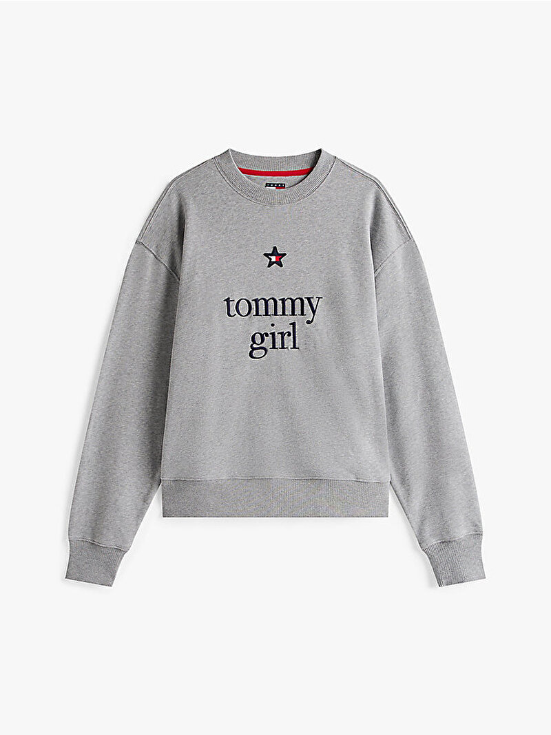 Kadın Tommy Girl Graphic Sweatshirt Gri DN0DN00066P01