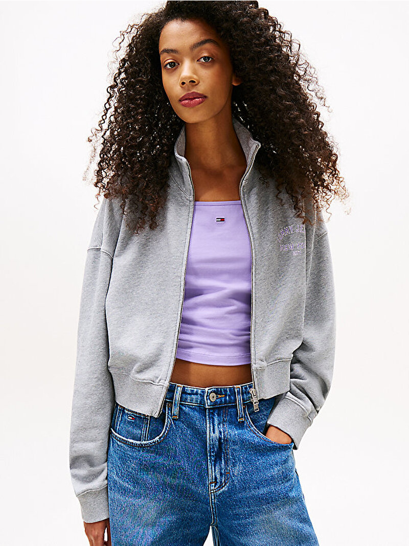 Kadın TJW Boxy Varsity Sweatshirt Gri DW0DW21407Q13