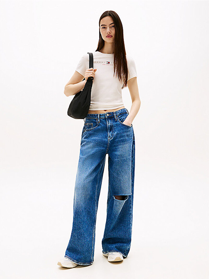 Kadın TJW Slim T-shirt Beyaz  DW0DW21422YBH