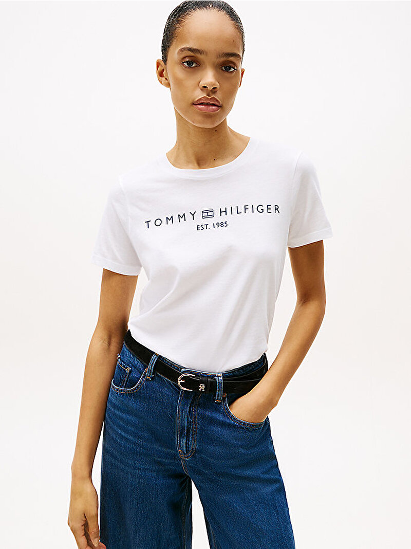 Kadın Regular Corp Logo T-shirt Beyaz  WW0WW40276YCF