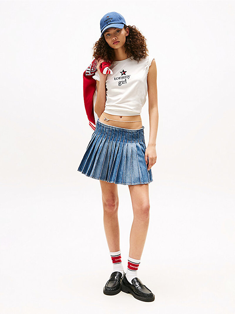 Kadın Tommy Girl Graphic T-shirt Ekru DN0DN00067YBL