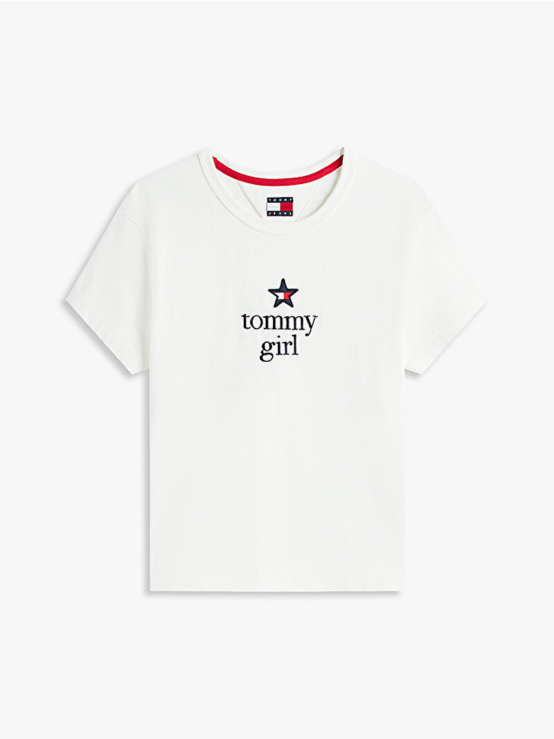 Kadın Tommy Girl Graphic T-shirt Ekru DN0DN00067YBL