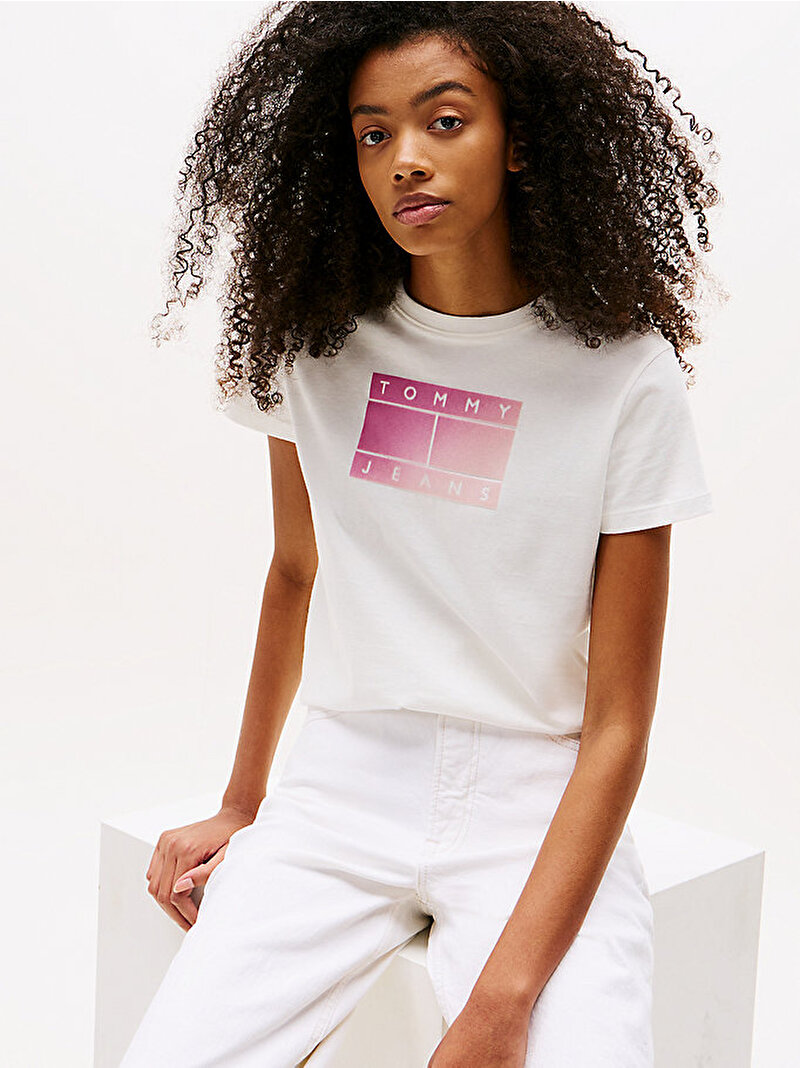 Kadın TJW Regular Gradient T-shirt Ekru DW0DW20905YBL