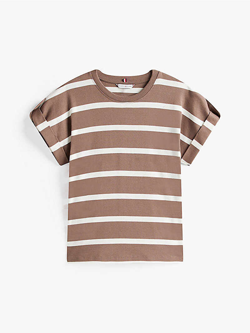 Kadın Gold Button Modern T-shirt Kahverengi WW0WW456280BL