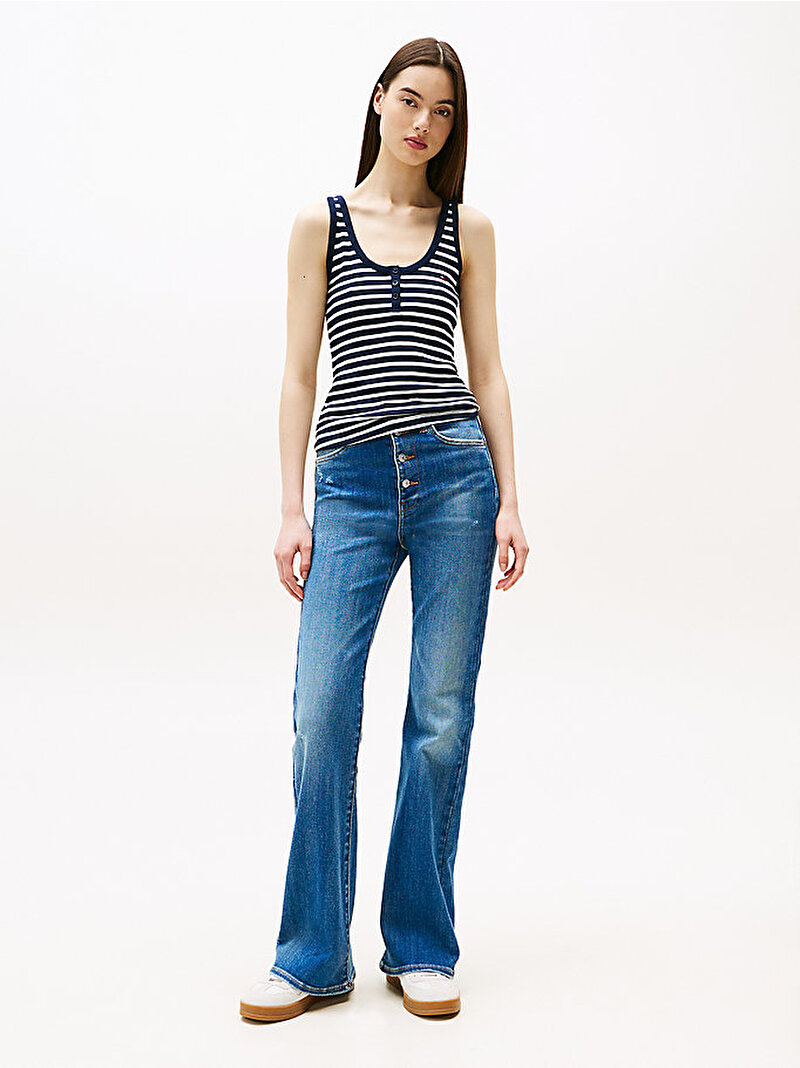 Kadın TJW Slim Henley T-shirt Lacivert DW0DW208980A6