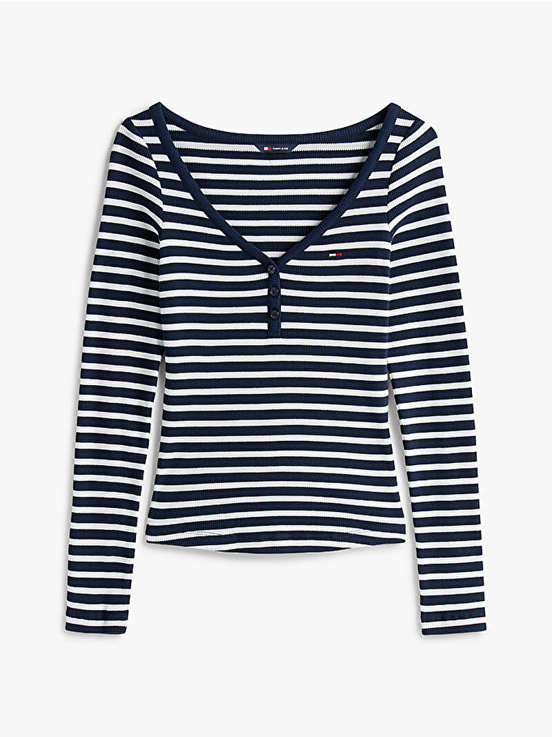 Kadın TJW Slim Henley T-shirt Lacivert DW0DW209030A6