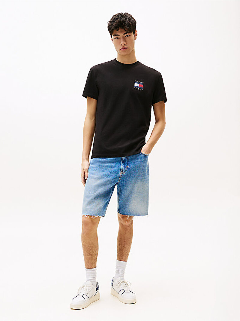 Erkek TJM Regular Flag Graphic T-shirt Siyah DM0DM21910BDS