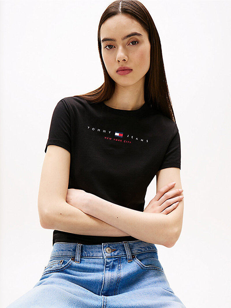 Kadın TJW Slim T-shirt Siyah DW0DW21422BDS