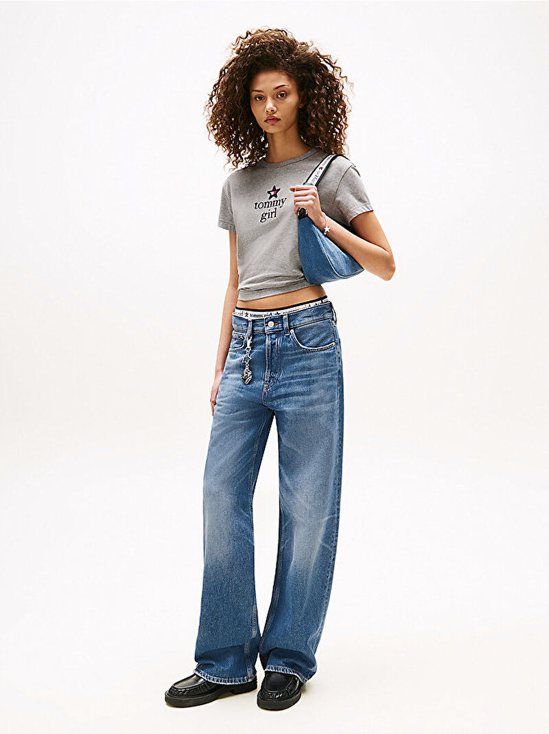 Kadın Tommy Girl Graphic T-shirt Gri DN0DN00067P01