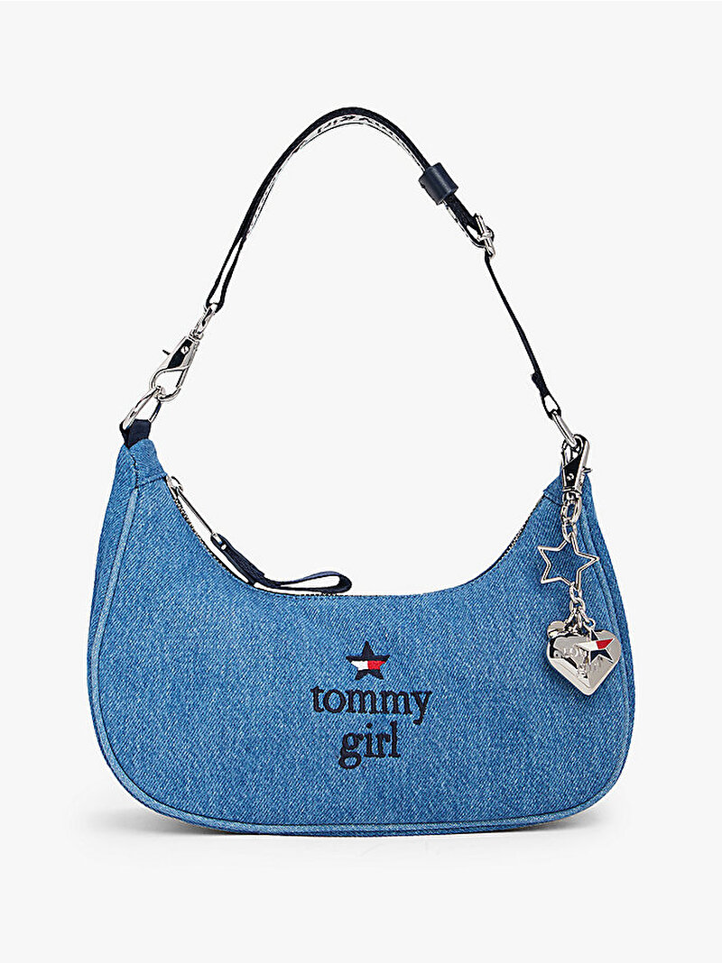 Kadın THL Tommy Girl Iconic Omuz Çantası Mavi  AW0AW176170GY